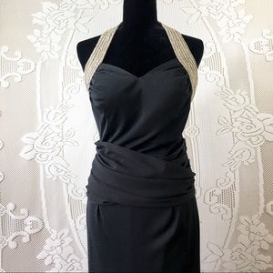 Floor Length Sequin Beaded Evening Gown (Sz 10)